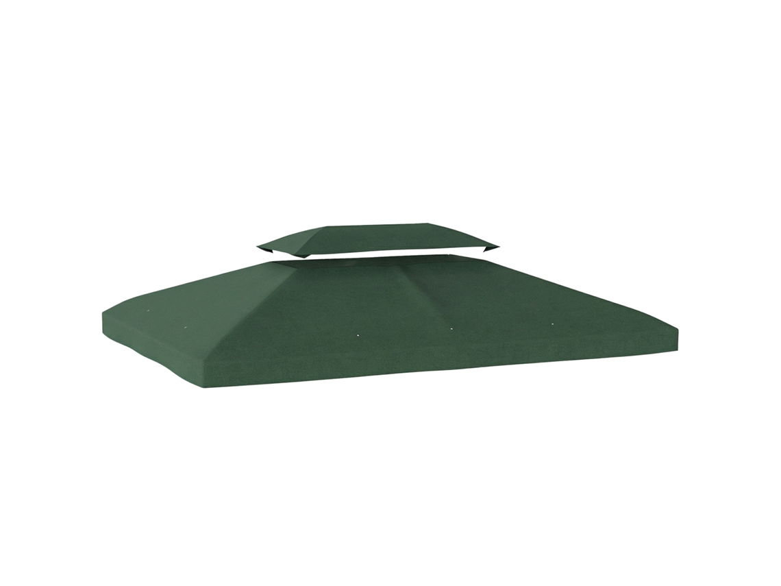 Toldo De Substituição 4x3 M Com Teto Duplo, Orifícios De Drenagem E Proteção Uv. Somente O Toldo. Estrutura Não Incluída. Verde