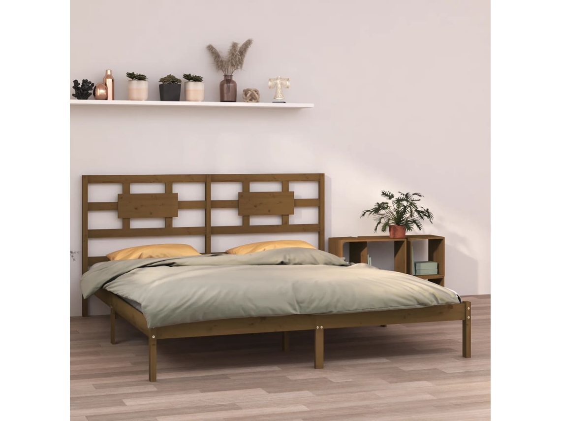 Vidaxl Estrutura De Cama 200x200 Cm Madeira Maciça Castanho Mel