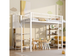 Cama Alta Em Metal Branco 90x200 Cm