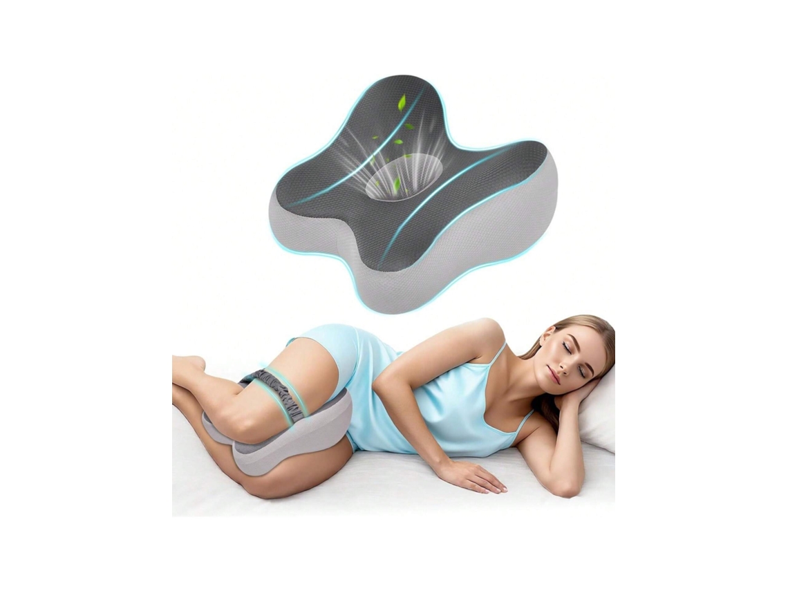 Almofada De Espuma Viscoelástica Para Os Joelhos, Ideal Para Quem Dorme De Lado, E Almofada Elástica Para As Pernas, Para Aliviar As Dores Ciáticas.