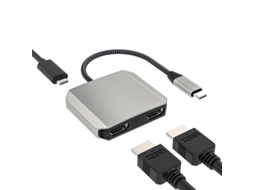 Yizhood Usb C para estação de encaixe HDMI dupla com suporte para adaptador HDMI 4k60hz 3 em 1 87w de fornecimento de energia cinza