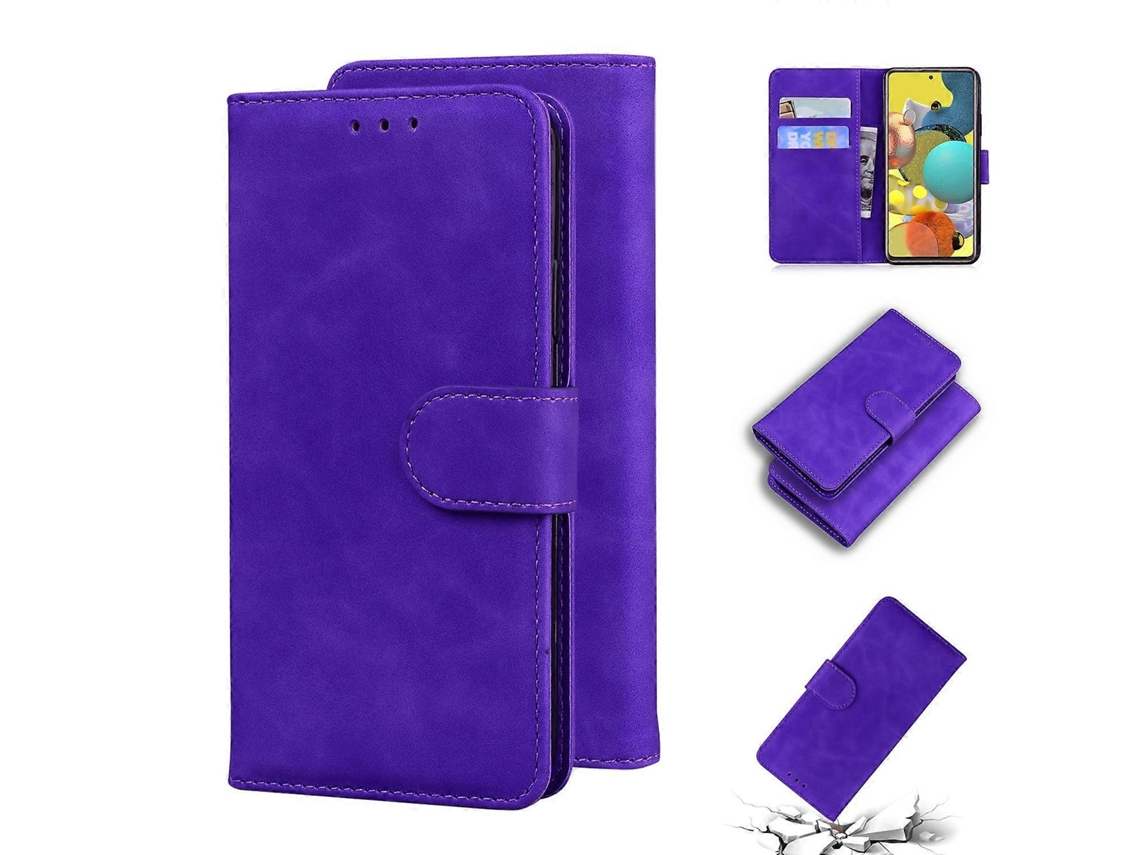Capa De Celular Flip Em Couro Sintético Com Toque Suave E Cor Pura Para Samsung Galaxy A51 5g
