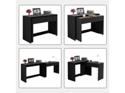 Mesa 2 em 1 com prateleiras e cômoda, madeira PAPRIKA
