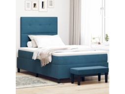 Vidaxl Cama Box Com Cabeceira Azul Escuro 200 X 120 Cm Veludo