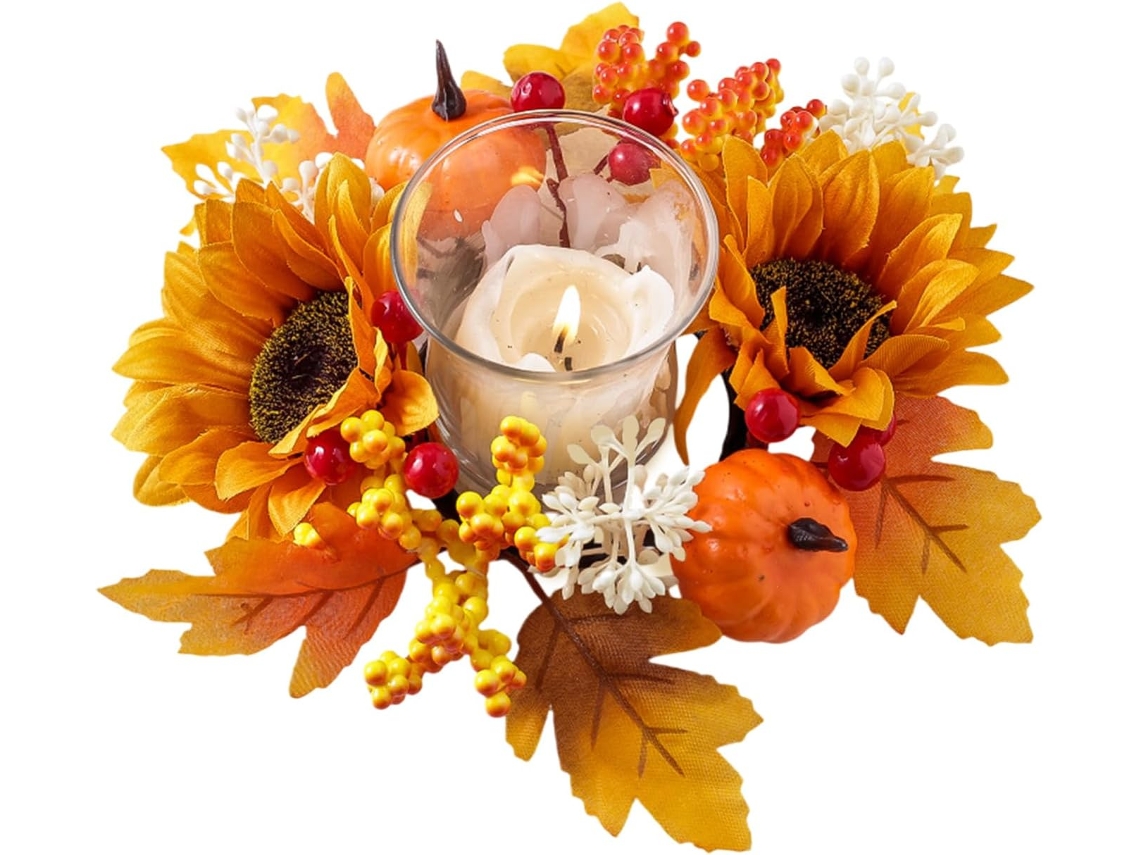 Coroas De Velas De Outono Com Suporte Central Para Vela De 7,5cm