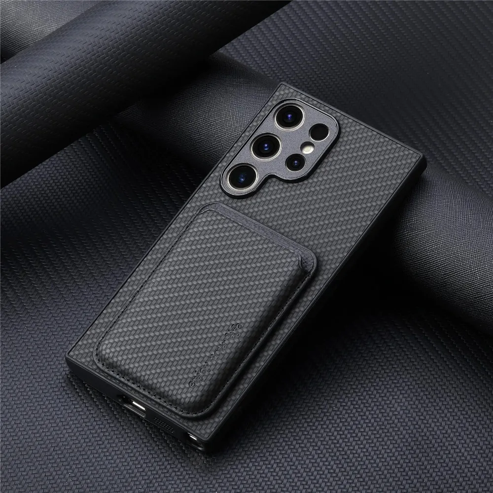 (preto, Galaxy S23 Ultra) Capa Magnética Para Celular Com Compartimento Para Cartão Sim, Estilo Executivo, Resistente A Impactos.