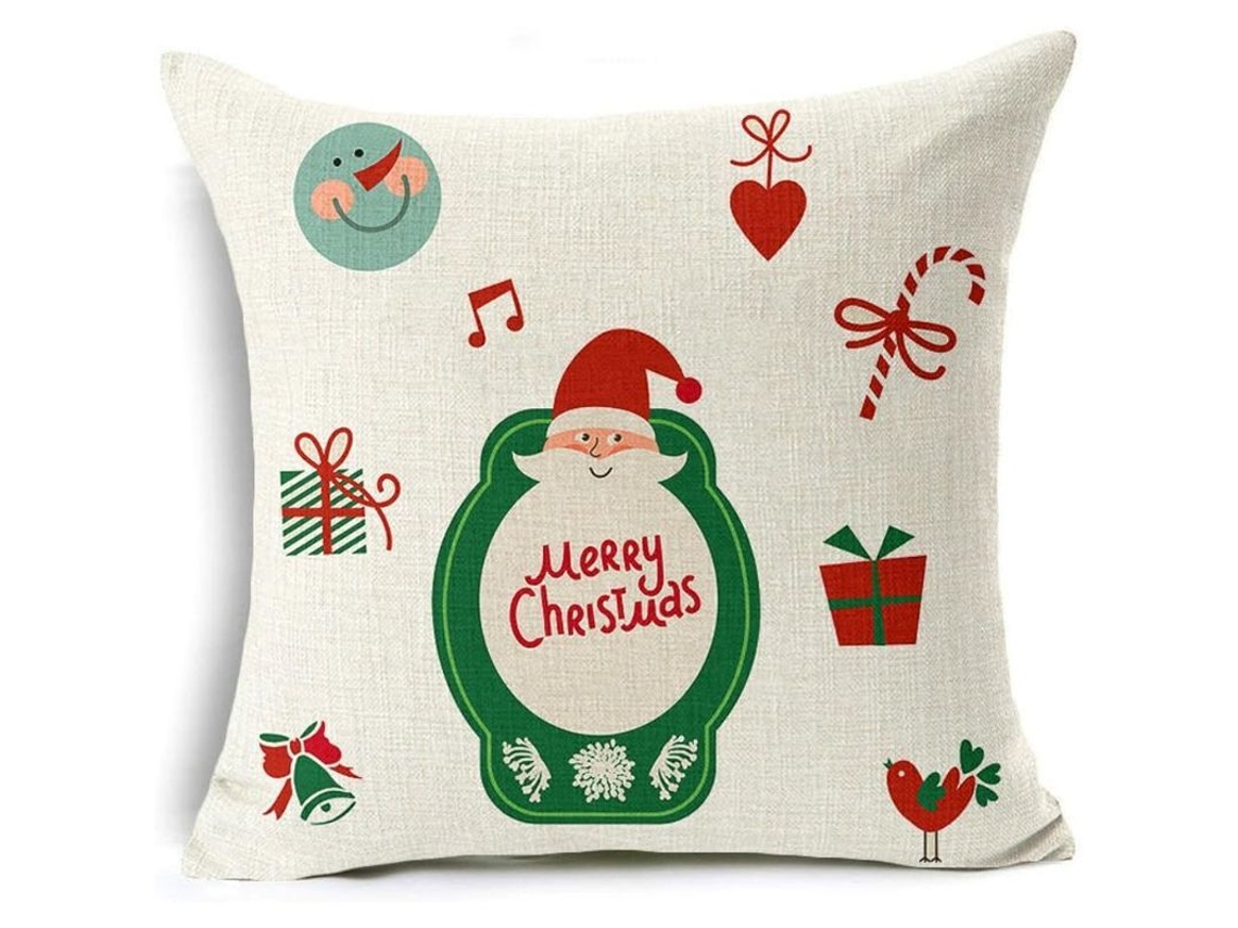 capas de Travesseiro Natal Papai Noel Algodão Linho S/MARCA