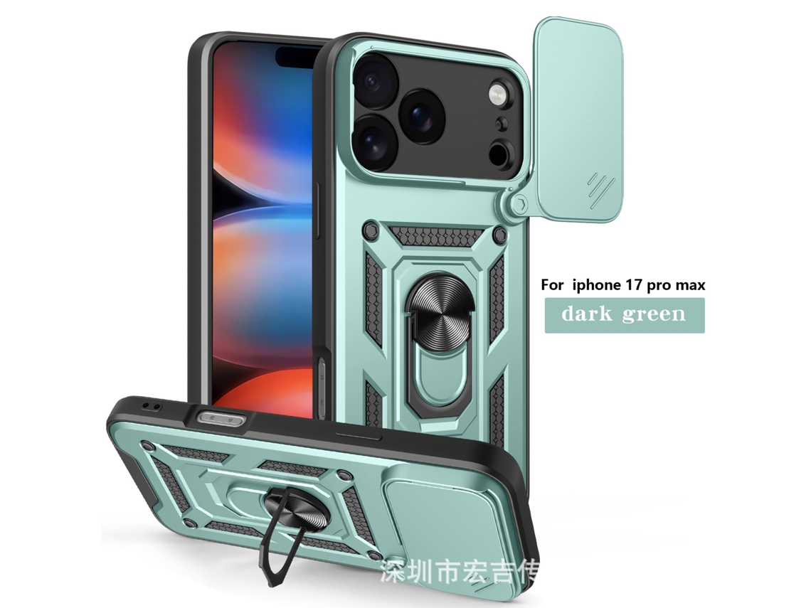 Capa Para Celular Veicular Com Sistema Magnético Anti-quedaverde Escuro (janela Deslizante) - Iphone 12 Pro Max (furo De Precisão)