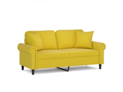 Sofá 2 lugares c/ almofadas decorativas VIDAXL veludo amarelo (140 cm)