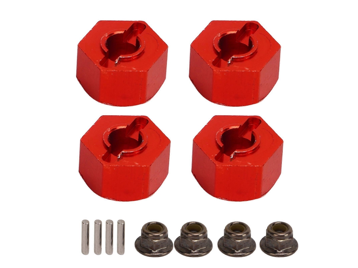 Cubos De Roda Hexagonais Qukaim Para Carros Rc Traxxas Slash 1/10, 4 Pinos, 4 Porcas, Alumínio Cnc, Vermelhovayotoy