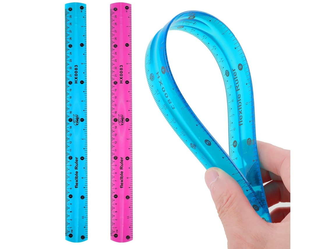 Conjunto De 2 Réguas Flexíveis 30 Cm, Dobráveis Transparentes Pvc Com