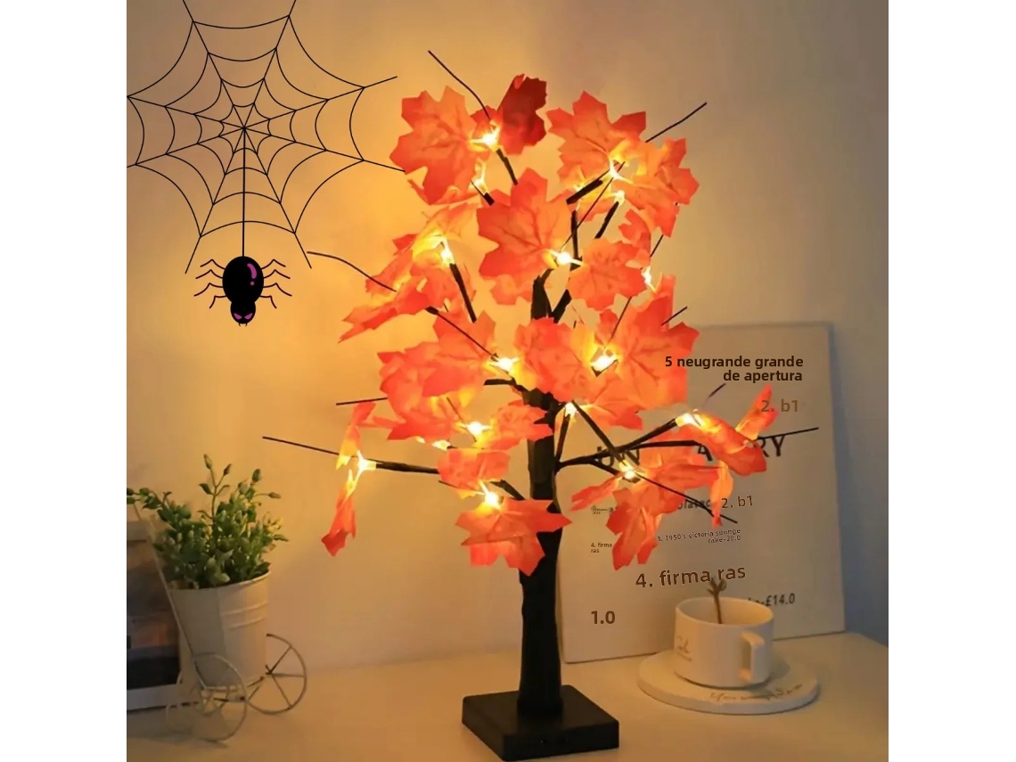 Árvore Artificial Preta Bilka, Com 24 Luzes Led, Luminária De Mesa Faça Você Mesmo, Inclui Galhos.
