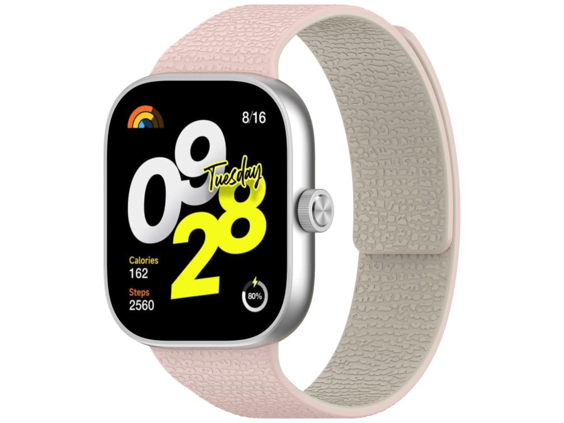 Bracelete Para Redmi Watch 6 / 5 / 4 - Silicone Macio Magnético - Textura De Lichia - Plugue De Metal Rosa Estelar