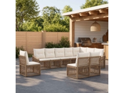 Vidaxl Conjunto De Sofá De Jardim 10 Unid. Bege Vime Pe