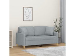 Vidaxl Sofá 2 Lugares + Almofadas Decorativas 140cm Tecido Cinza-claro