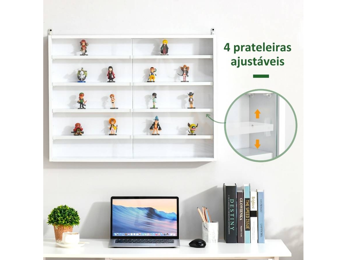 Vitrine de Parede HOMCOM 833-761WT (Branco - Melamina - 80x9.5x60 cm)