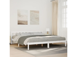 Vidaxl Cama Extra Longa Sem Colchão 180x220 Cm Pinho Maciço Branco