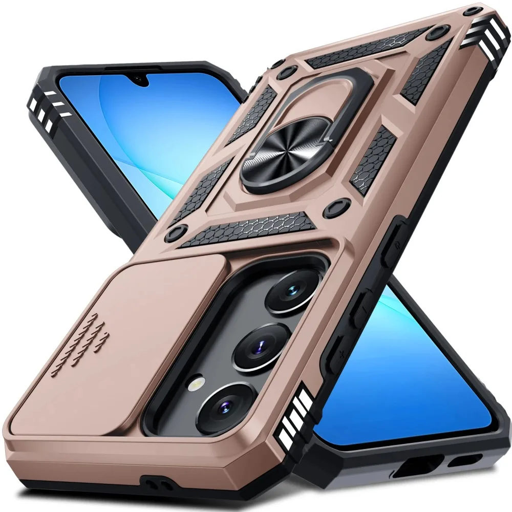(ouro Rosa, Galaxy A06) Capa Protetora Resistente Para Samsung, Com Tampa Deslizante Para A Câmera.