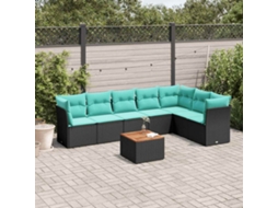Vidaxl 8 Pcs Conjunto de Sofás P/ Jardim C/ Almofadões Vime Pe Preto