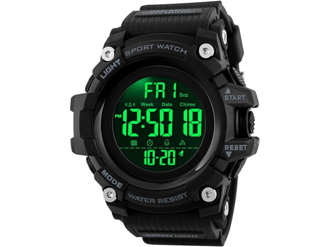 Lurelia Relógio Digital Desportivo, Visor Digital, Led, Cronómetro, Alarme, Data/calendário, 12/24h, Luminoso, Duplo Fuso/mostrador, 9,45 Polegadas