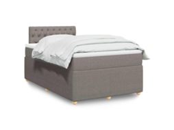 Cama Boxspring C/ Colchão 120x190cm Tecido Castanho-acinzentado