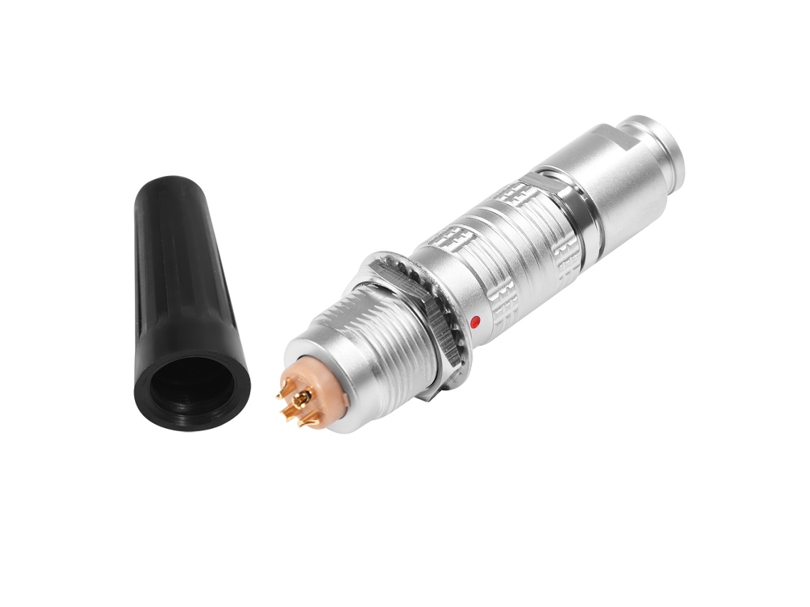 Conector de Plugue e Socket Circular de Metal com 4 Pinos para Instrumentos Médicos, Push pull, Resistente À Corrosão e Choques