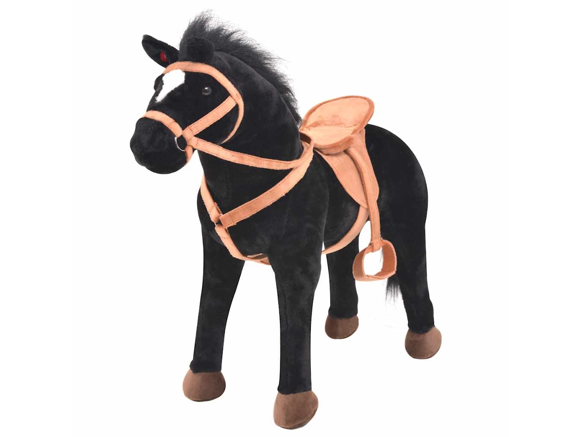 Vidaxl Cavalo De Peluche De Montar Preto