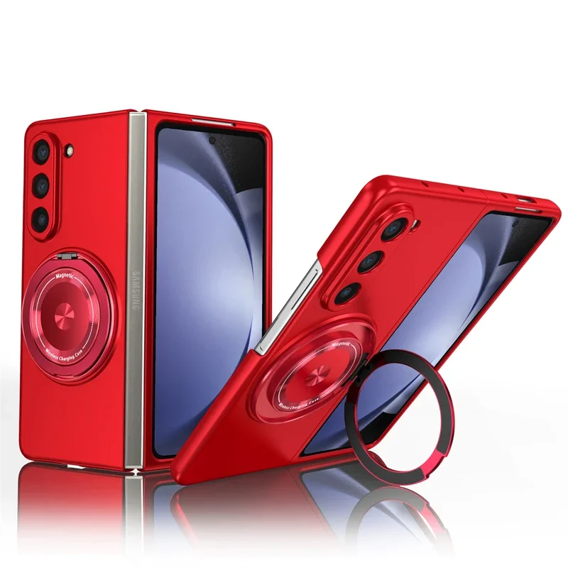 (vermelho, Galaxy Z Fold4) Capa Para Celular Com Suporte De Anel Magnético, Suporta Rotação De 360°, Compatível Com Magsafe.