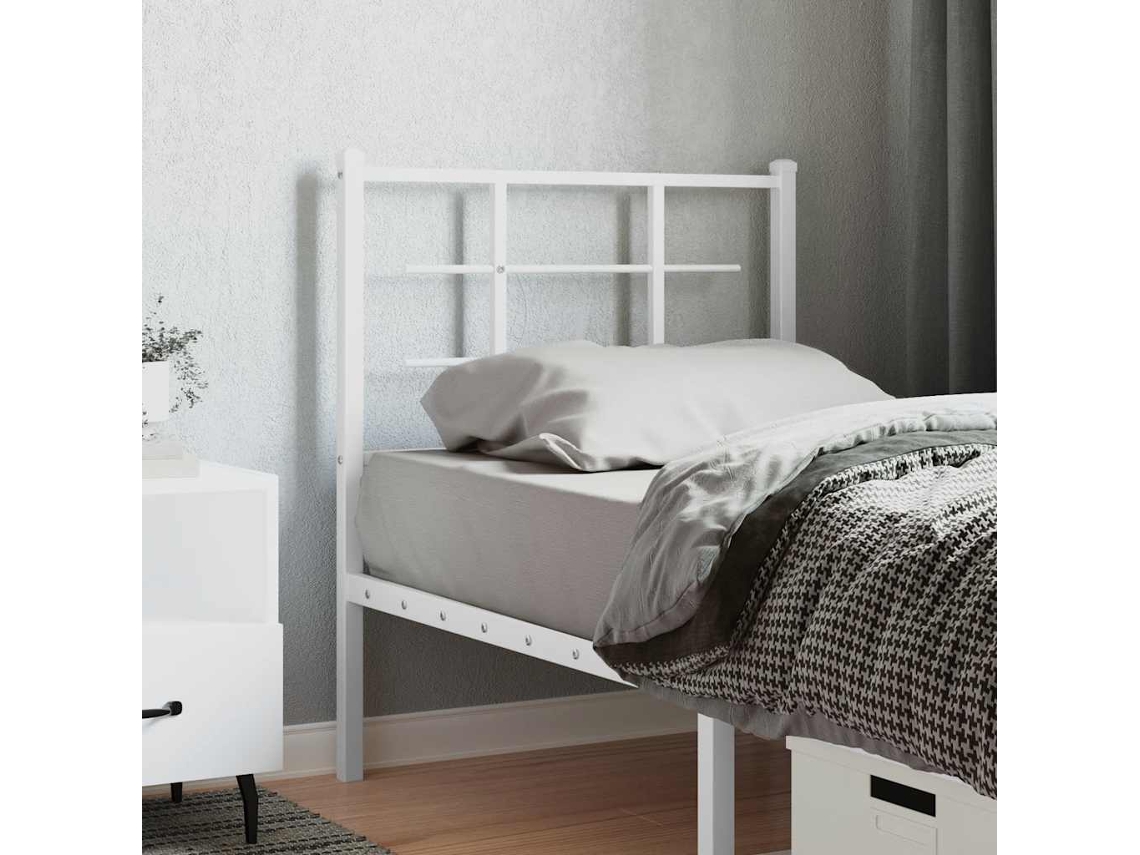 Vidaxl Cabeceira De Substituição 75 Cm Metal Branco