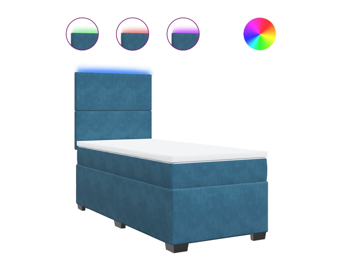 Box Spring Bed, Box Spring Beds Vidaxl Azul Veludo (90 X 200 Cm)
