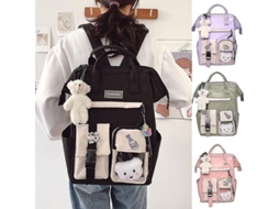 Mochila Escolar para Adolescentes Kawaii, com Oso Bonito, para Escola e Viagens | S/MARCA