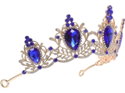 Nuobesty Tiara Medieval De Strass Para Noiva, Coroa Azul Em Formato De Lágrima Para O Halloween E