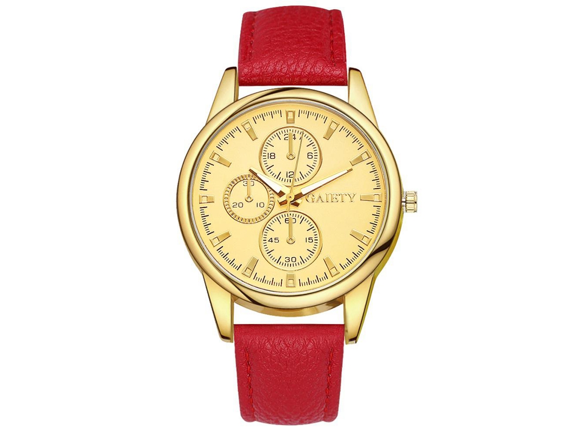 Reloj De Pulsera Para Mujer Gaiety De Cuarzo Con Dial Redondo Y Correa De Pu (rojo)