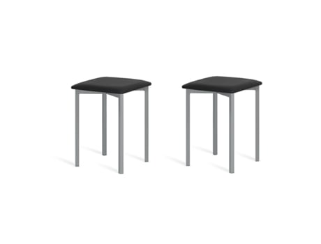 Banco de Cozinha PORTUS Baunilha (44x46x36 cm - Polipele - Preto - 2 Un)