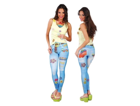 Leggins De Mujer Diseño Hippie Color Azul Con Flores 18074 Guircap19