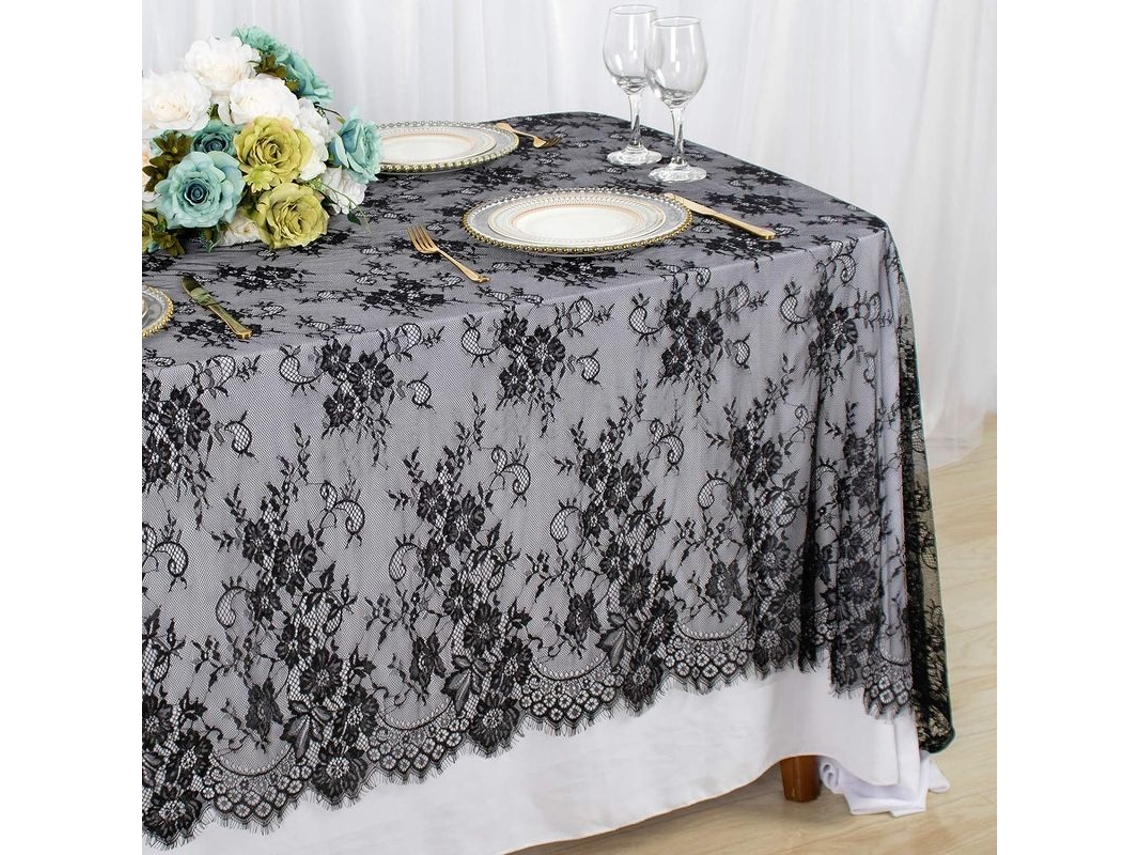 Manta de mesa de rendado preta 150x300cm para Halloween NOVA LINE