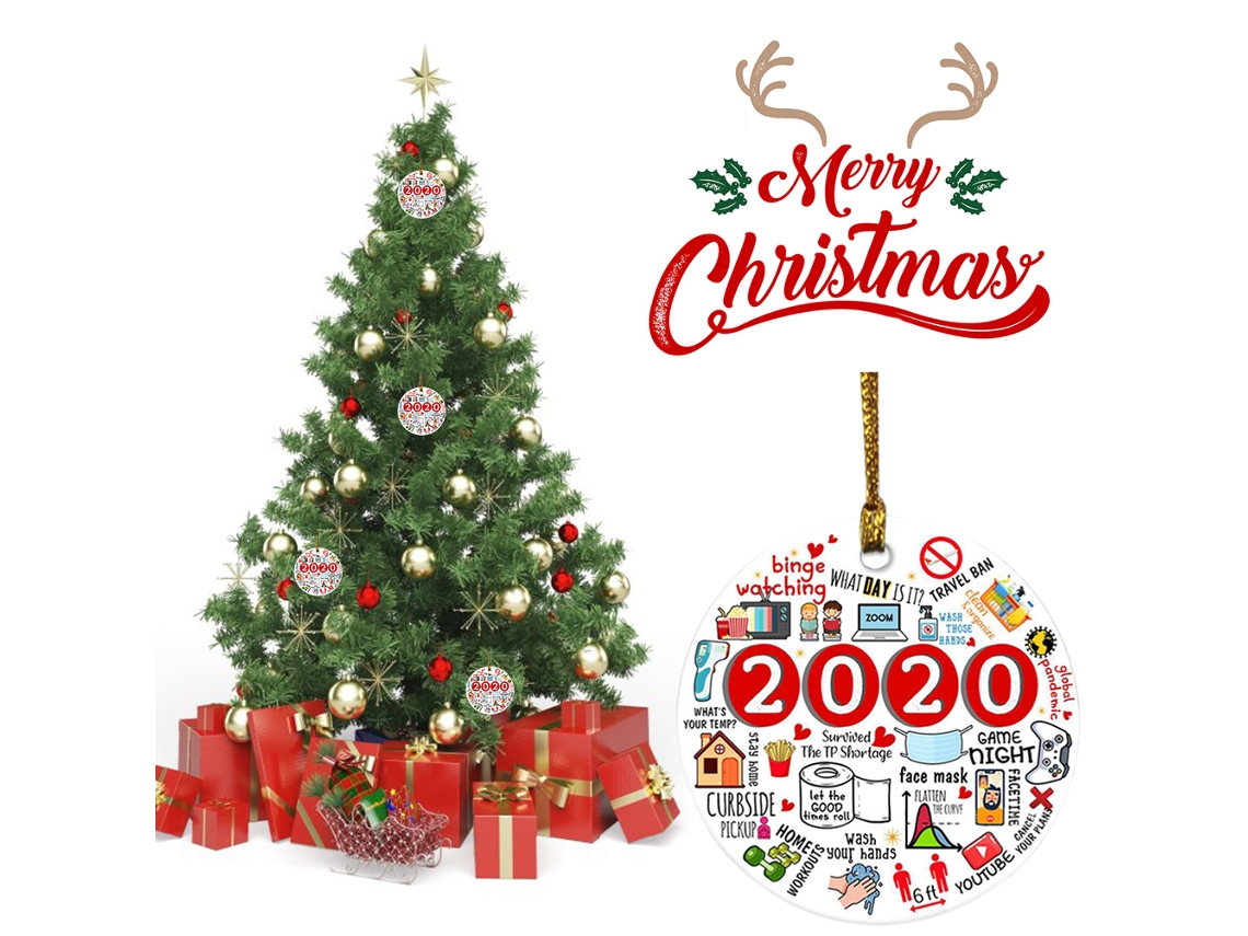 Ornamento de Natal árvore memorial com padrão 2020, decoração de encerramento LAXISCREED