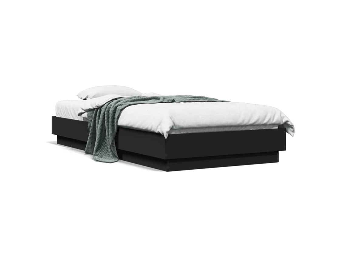 Vidaxl Estrutura De Cama Com Luzes Led 75x190 Cm Preto
