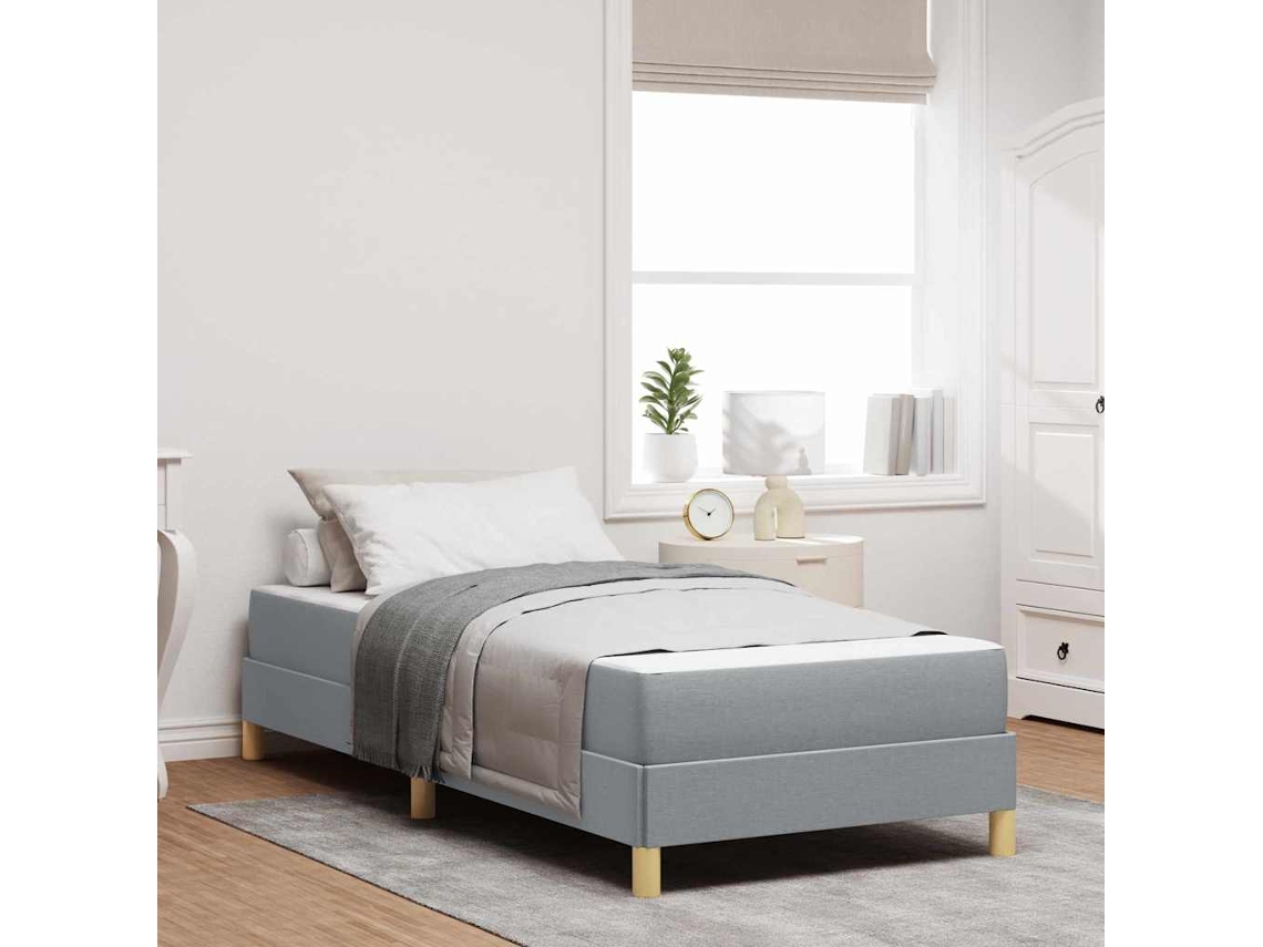 Vidaxl Cama Box Com Colchão Cinzento-claro 80 X 200 Cm Tecido