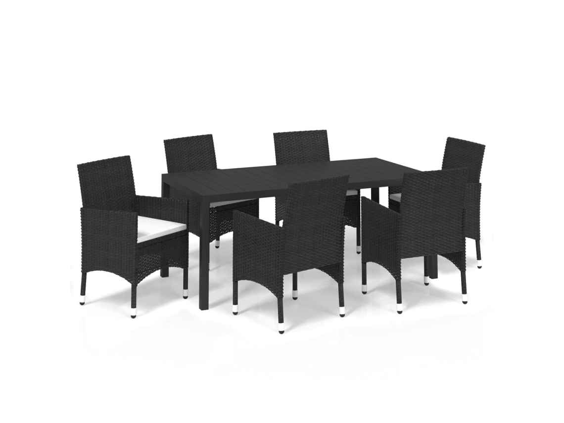 Dining Set, Dining Sets Vidaxl Preto Rattan / Vime (mesa Com 185 Cm De Comprimento)
