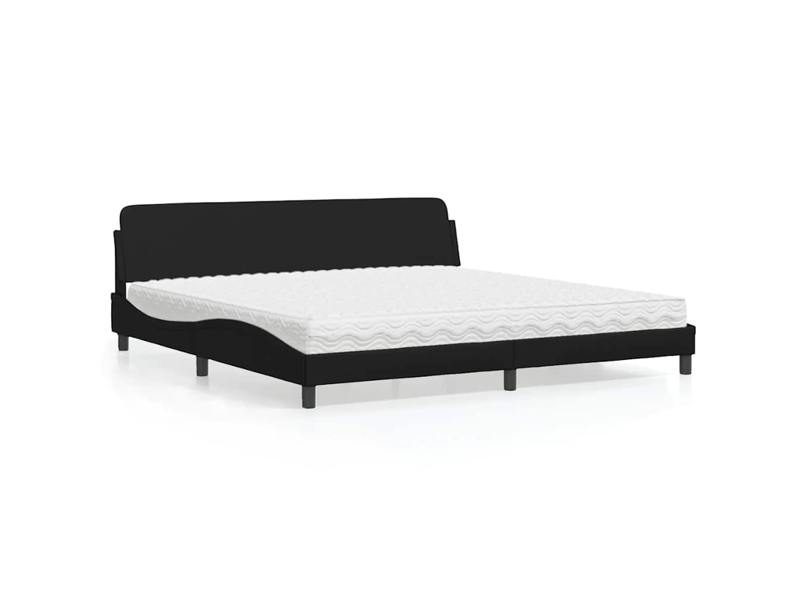 Vidaxl Cama Com Colchão Dover 200x200 Cm Couro Artificial Preto