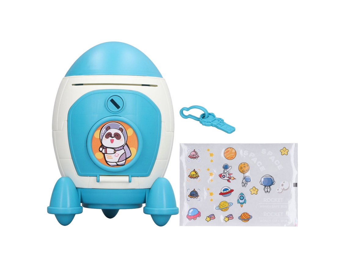 Cofrinho De Espaço Capsula Para Meninos Plástico Bonito Cartoon Decorativo Branco E Azul Presente Para Crianças