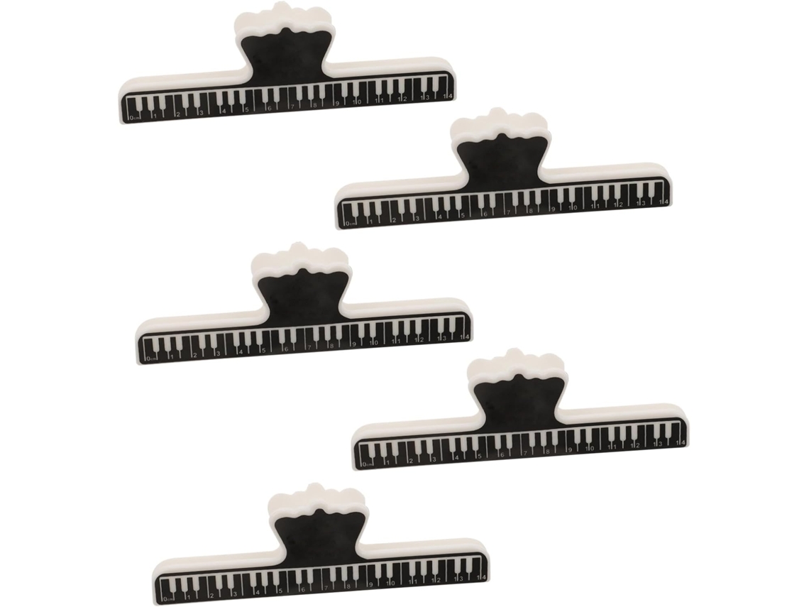 Conjunto De 5 Prendedores Partitura Pretos Para Piano, Feitos De Abs Resistente, Com Design Portátil E Fixação Firme