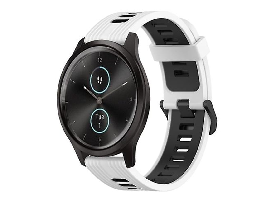 Pulseira De Relógio Silicone Preta E Branca 20 Mm, Compatível Com Garmin Vivomove