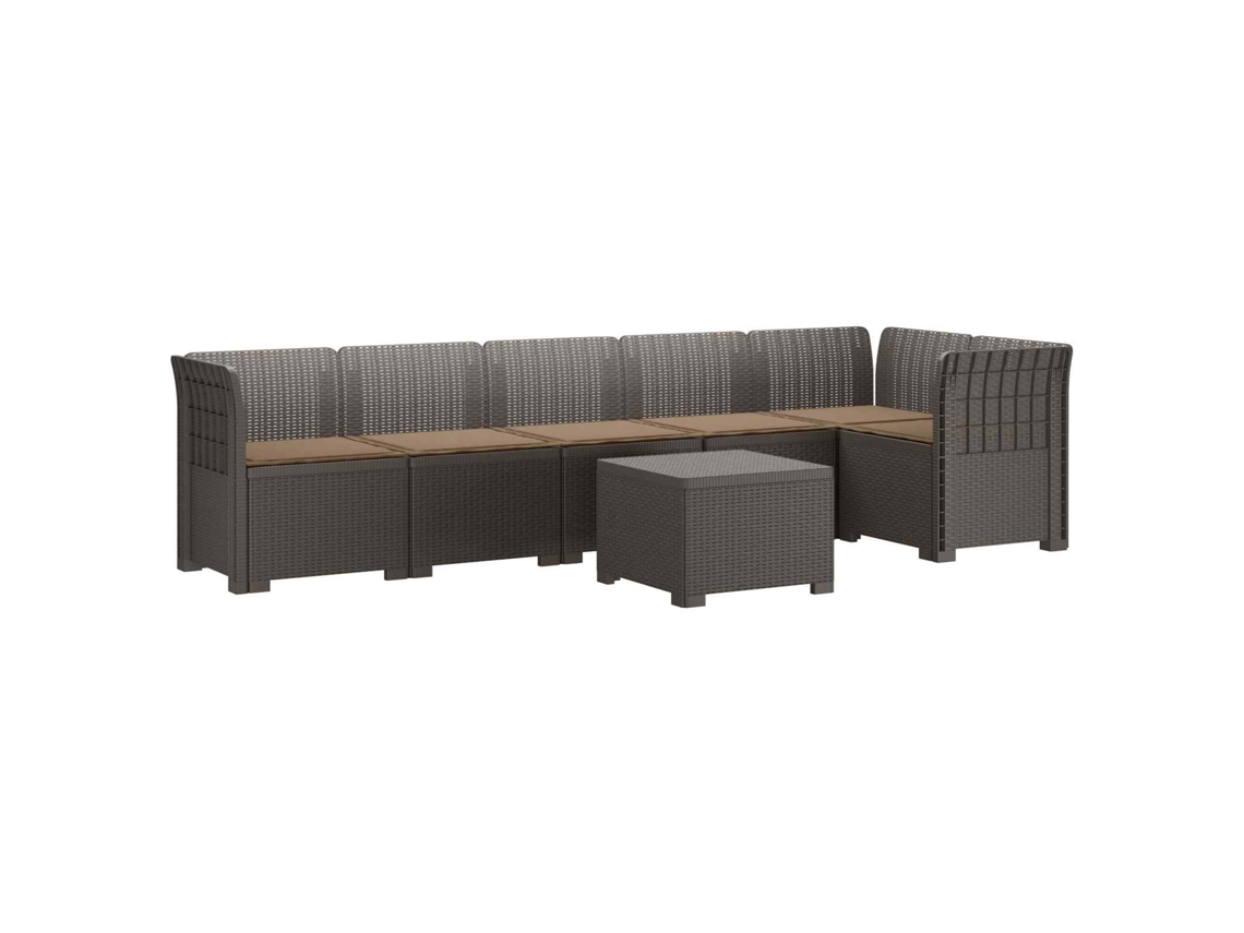 Vidaxl Sofá De Jardim Para 6 Pessoas Com Almofadas Aparência De Rattan