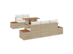 Conjunto 6 Conjunto De Jantar Para Jardim Vidaxl Bege Vime Pe (100 X 55 X 73 Cm)