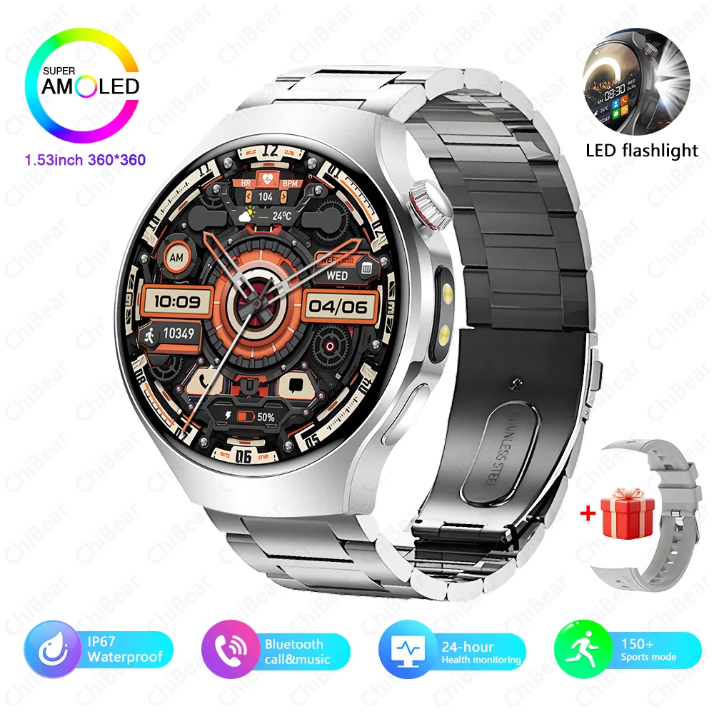 (yingang) Smartwatch Com Gps, À Prova D'água, Recursos Esportivos E De Fitness, Lanterna E Chamadas Bluetooth.