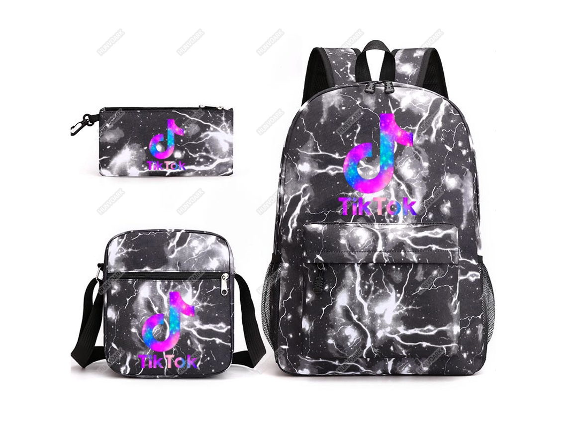 Mochila Tik Tok Cartoon Anime Mochila Escolar Mochila de Viagem Conjunto FEGAR 2 com 3