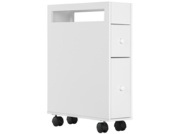 Móvel Economizador Banho C/ 4 Rodas, 2 Gavetas E Prateleira Aberta, 16x49,5x66cm, Branco