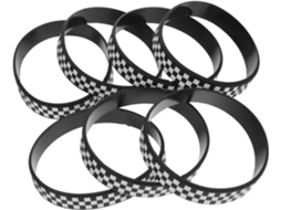 Conjunto de 40 pulseiras de silicone Xadrez e Pretas, ideais para festas de aniversário e eventos com tema de corrida de carros.
